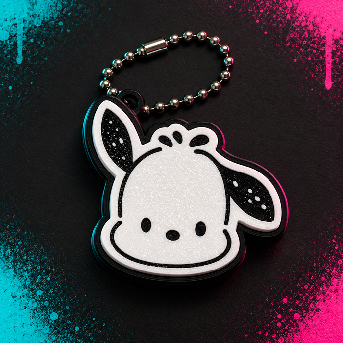 Black and white Pochacco clicky clack keychain