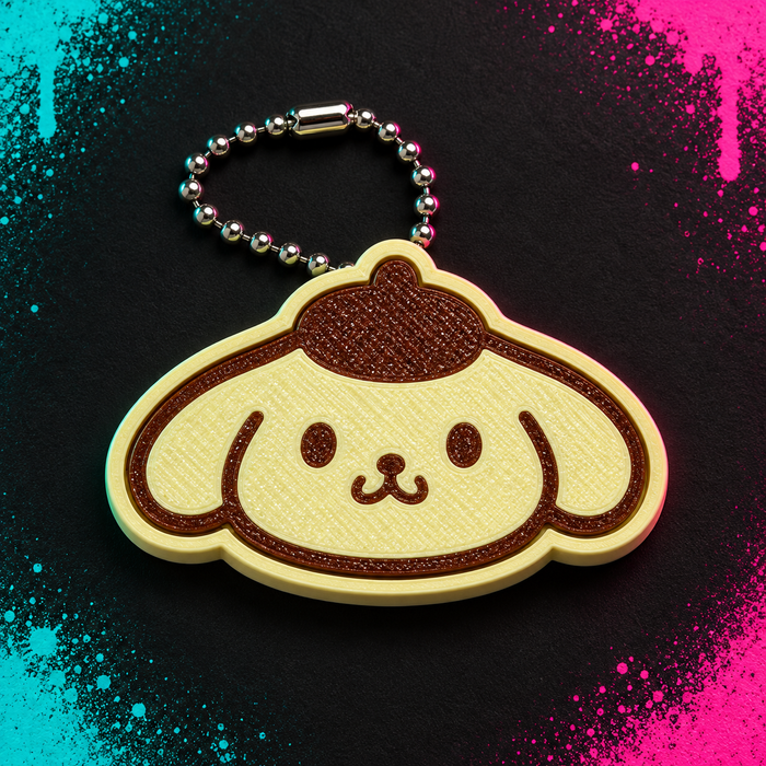 Yellow and brown Pompompurin clicky clack keychain