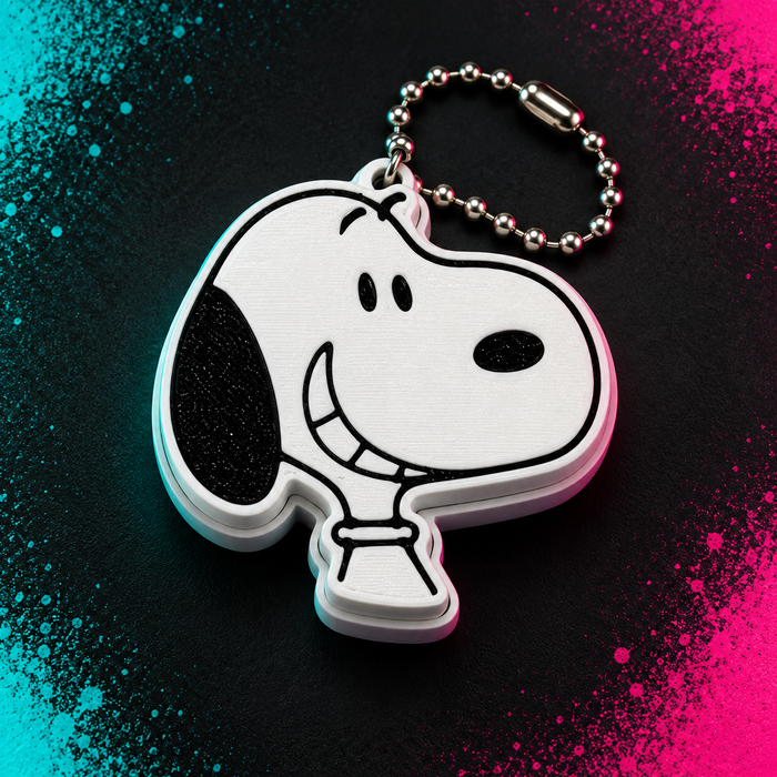 Black and white Snoopy clicky clack keychain